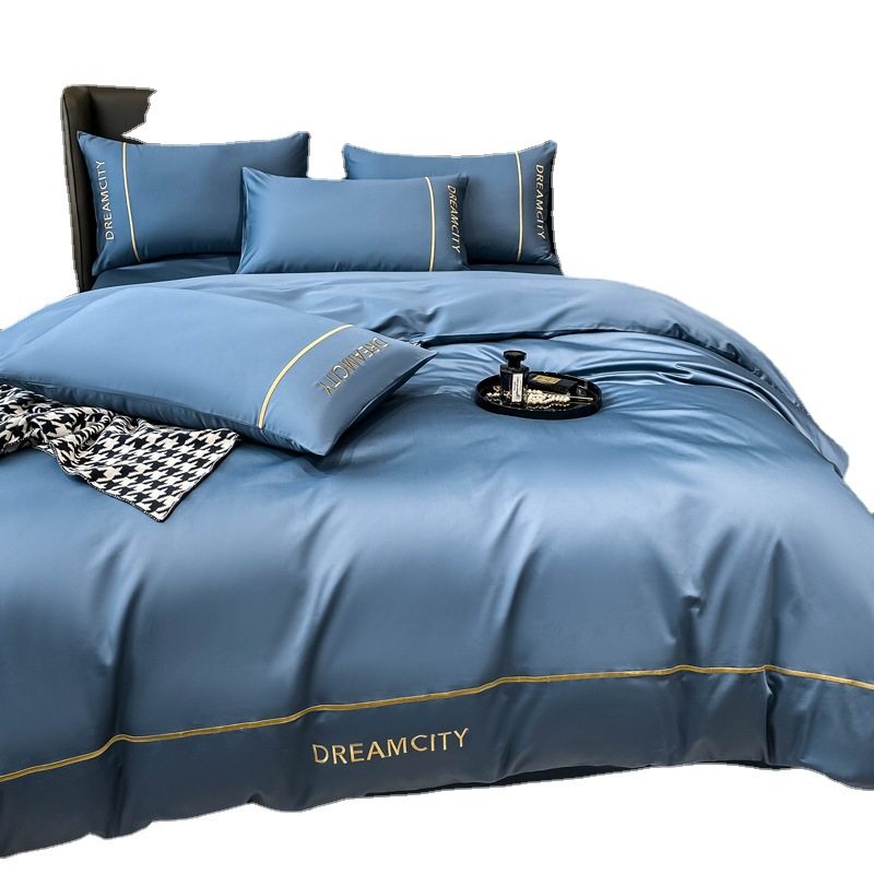 High-End 60-Count Long-Staple Cotton Four-Piece Set, Pure Cotton Bed Sheet, Duvet Cover, Fitted Sheet, Bedding Three-Piece Set, Minimalist Style