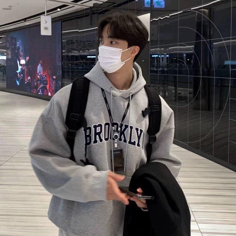 Autumn 2024 New American Sweatshirt Men's Loose Fashionable Hot Hooded Boys Lazy Style Base Jacket