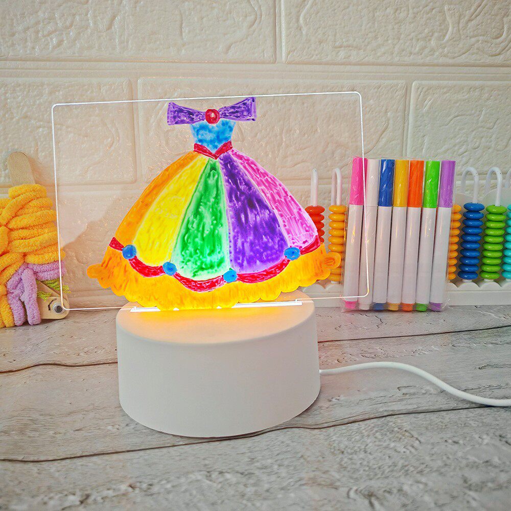 Manufacturer Wholesale Blank Message Board 3D Night Light Acrylic Erasable Handwritten Memo Luminous Drawing Board