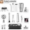New 304 Stainless Steel Ice Grain Acrylic Set Cocktail Shaker Bar Tools 23 Piece Set