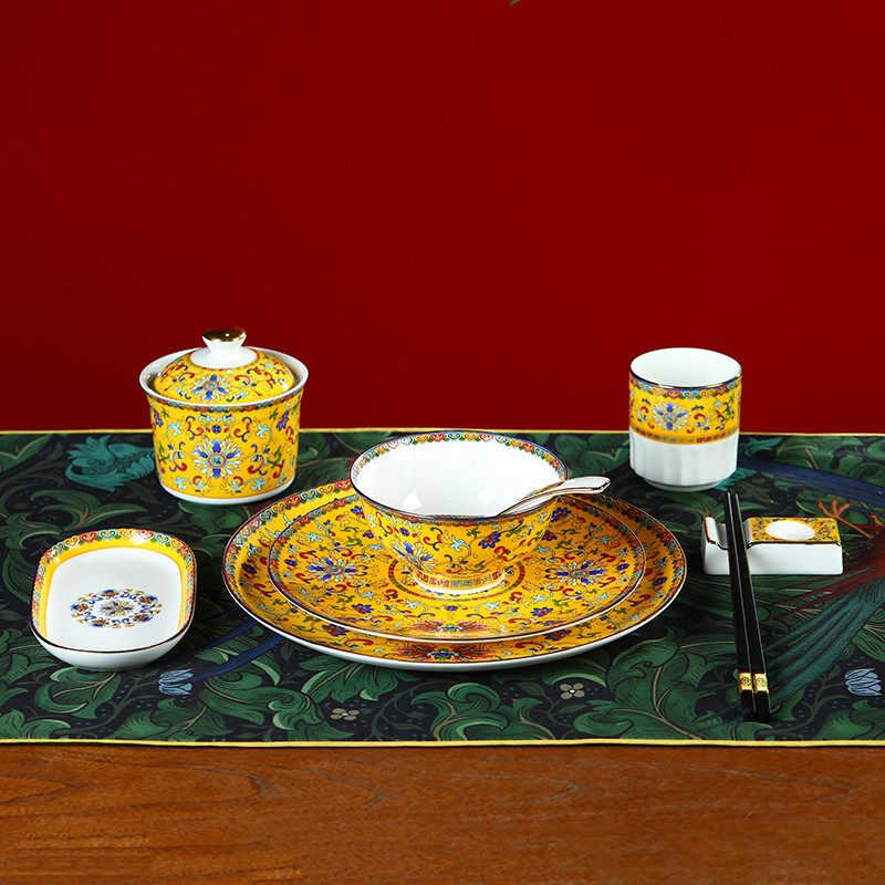 Dishes suit wholesale enamel five-star hotel table bone china tableware suit five-piece three-piece set
