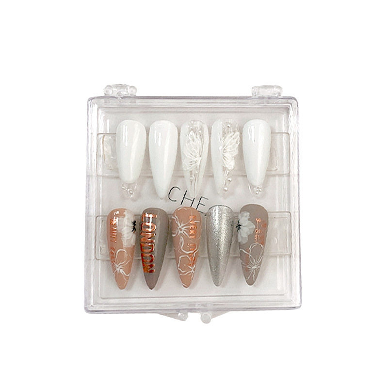High-end wear nail gift box high-end transparent square flip tool box nail storage nail special packing box