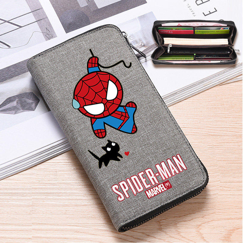 กระเป๋าสตางค์แบรนด์ร่วม Marvel สำหรับเด็กผู้ชาย ธีมสไปเดอร์แมน อเวนเจอร์ส แฟชั่นเท่ห์ ความจุใหญ่ อเนกประสงค์ กระเป๋าสตางค์ใส่บัตร