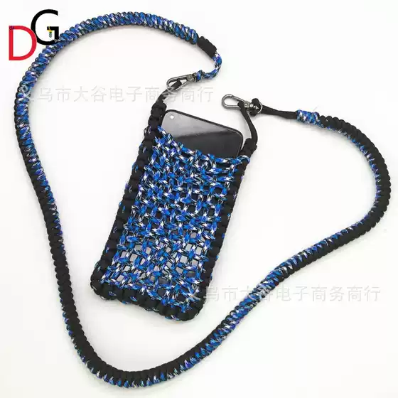 Handmade Paracord Woven Phone Sling Bag Crossbody Phone Case Drop-Resistant Anti-Loss Strap Phone Pouch