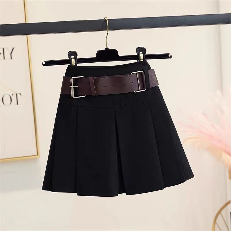 High Waist Pleated Skirt for Women Thick Fabric Retro Style Autumn Winter Fashion