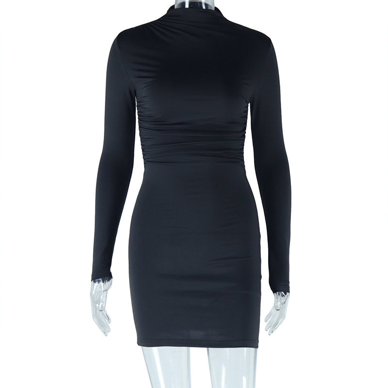 Long Sleeve Round Neck Bodycon Dress Solid Color Slim Fit Sexy Style Winter Fashion for Women Wholesale Available