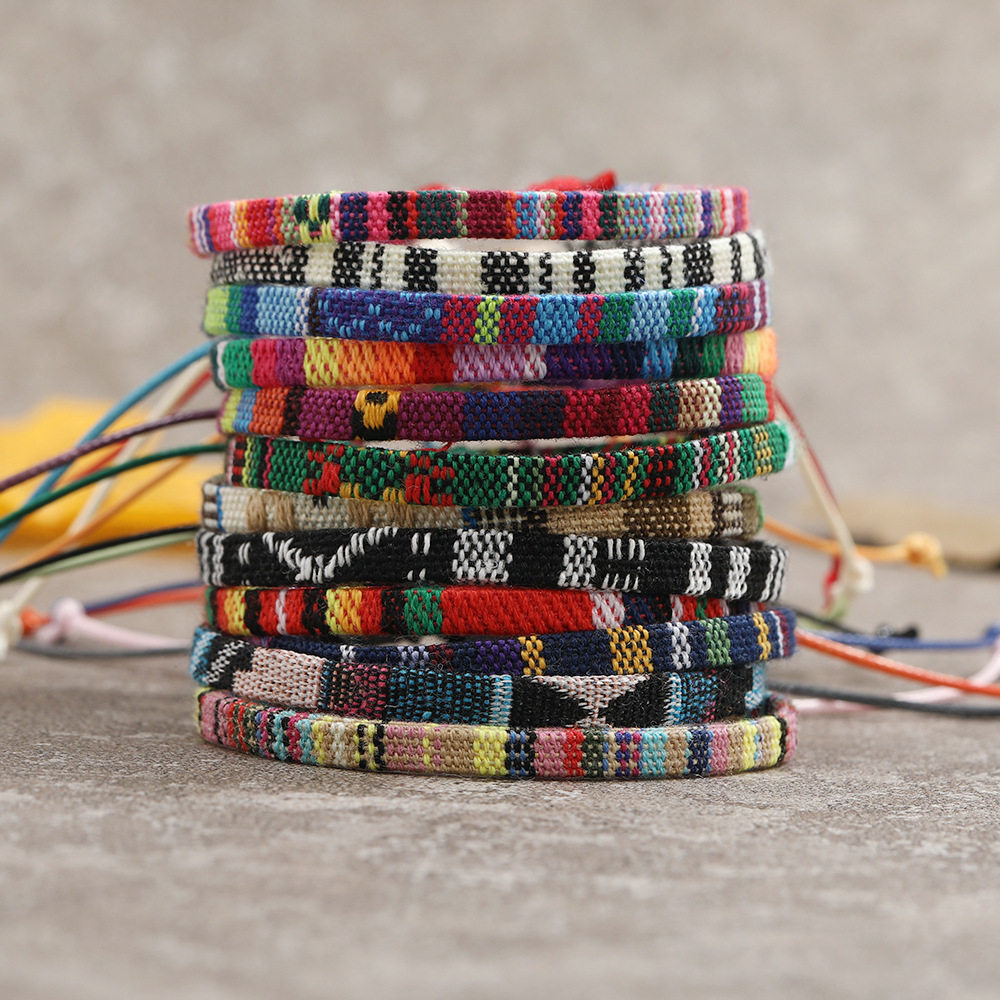 European and American Cross-Border Hot-Selling Colorful Bohemian Style Cotton and Linen Fabric Braided Bracelet Simple and Versatile Bracelet Bracelet