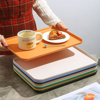 Yigu [New Material] Wheat Plastic Tray Thickened Anti-Fall Plate Stall Kindergarten Dinner Plate High Value