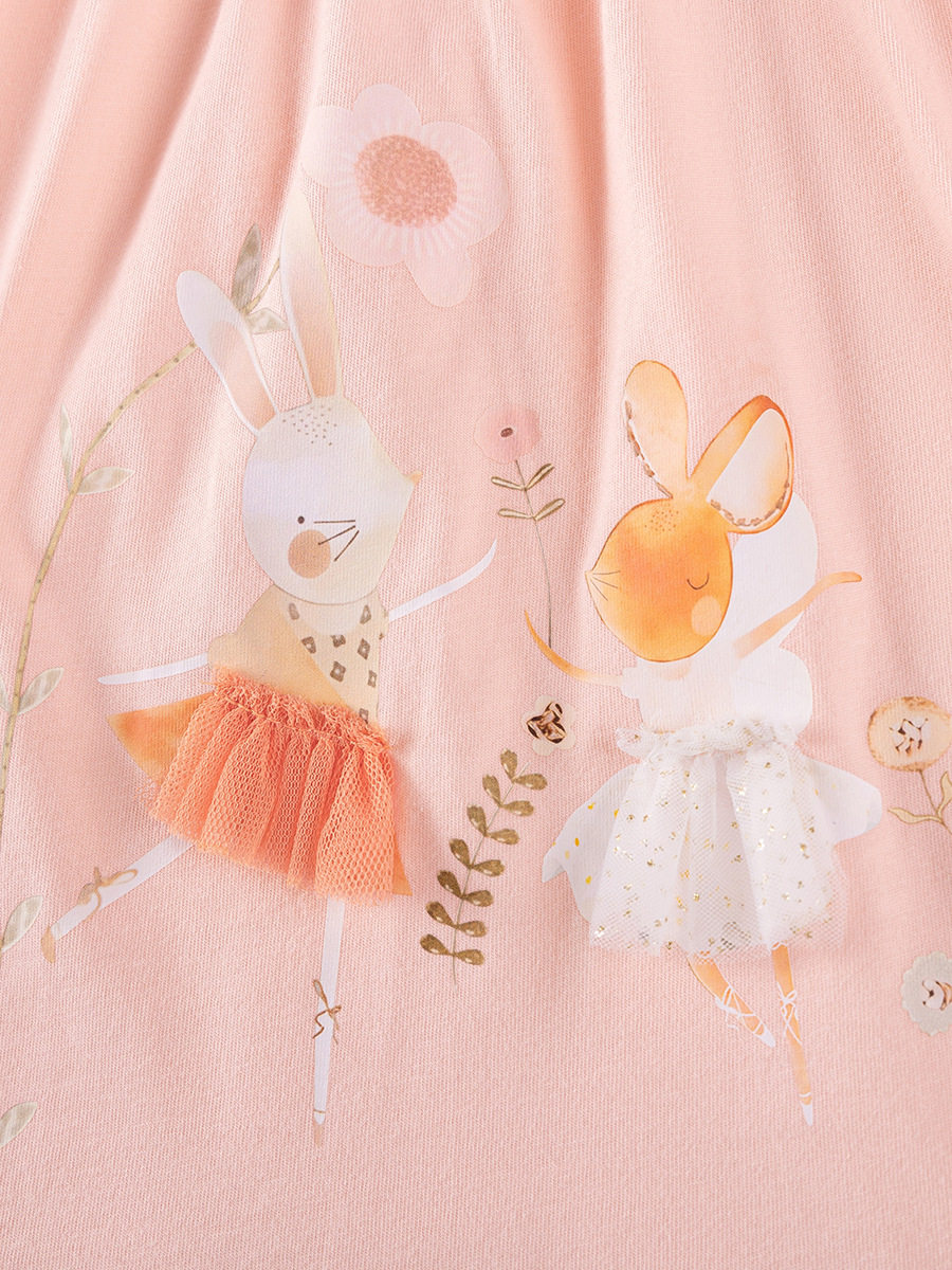 Source Factory Girls' Skirt Wholesale, Autumn Ruffle Sleeve Kids' Dress, Cartoon Heat Transfer Cotton Kids' Dress