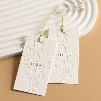 Clothing Store Special Paper Concave and Convex Tag Production and Printing Fashion Tag Free Design Packaging Hot Stamping Tag Card