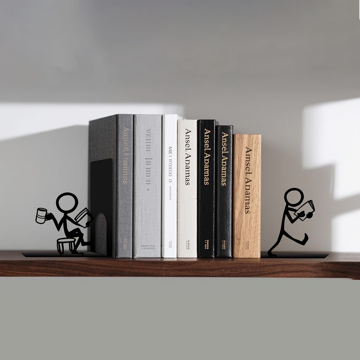 Cross-Border Creative Stickman Bookend Black and White Simple Style Bookend Home Study Desktop Book Storage Decorative Ornaments