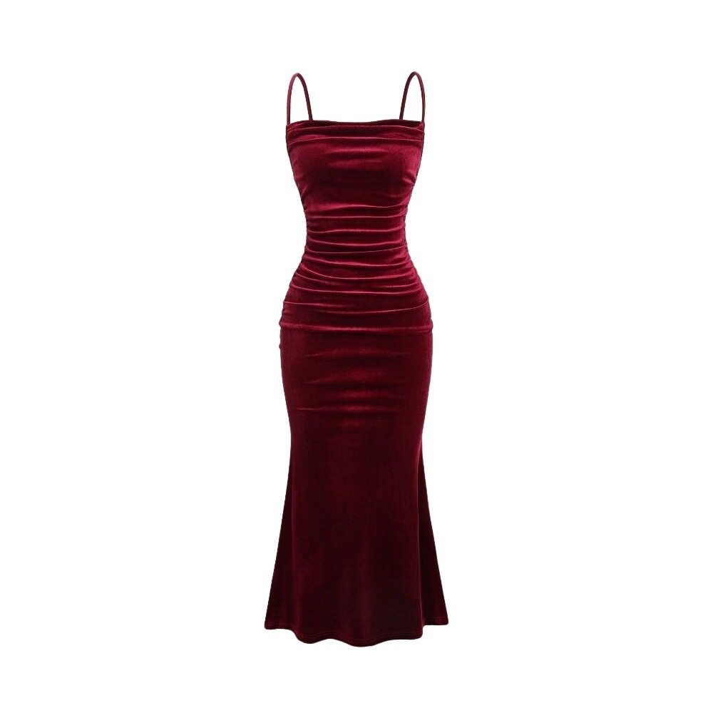 Velvet Midi Dress Elegant Sleeveless Design Perfect for Parties Spring Summer Collection Wholesale Available