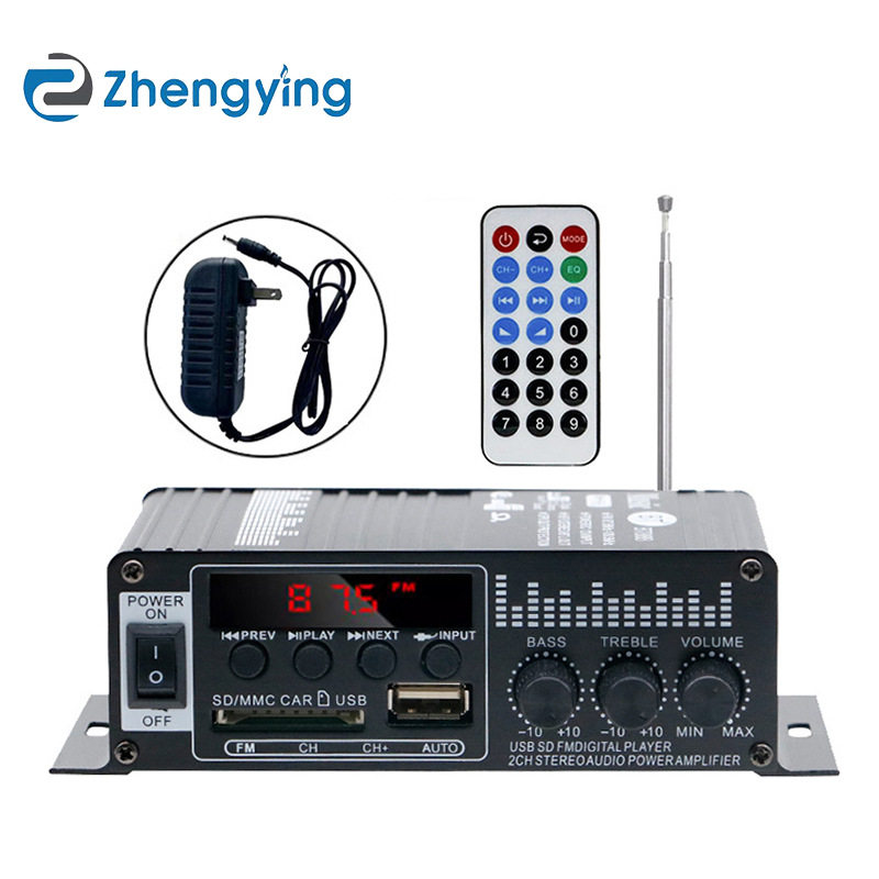 12V Mini small home Bluetooth power amplifier card U disk FM radio car hifi small power amplifier home
