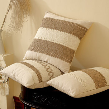 New Cotton and Linen Style Cushion Cushion Cover Plain Cross-border Waist Pillow Sofa Pillow Case Bohemian Style