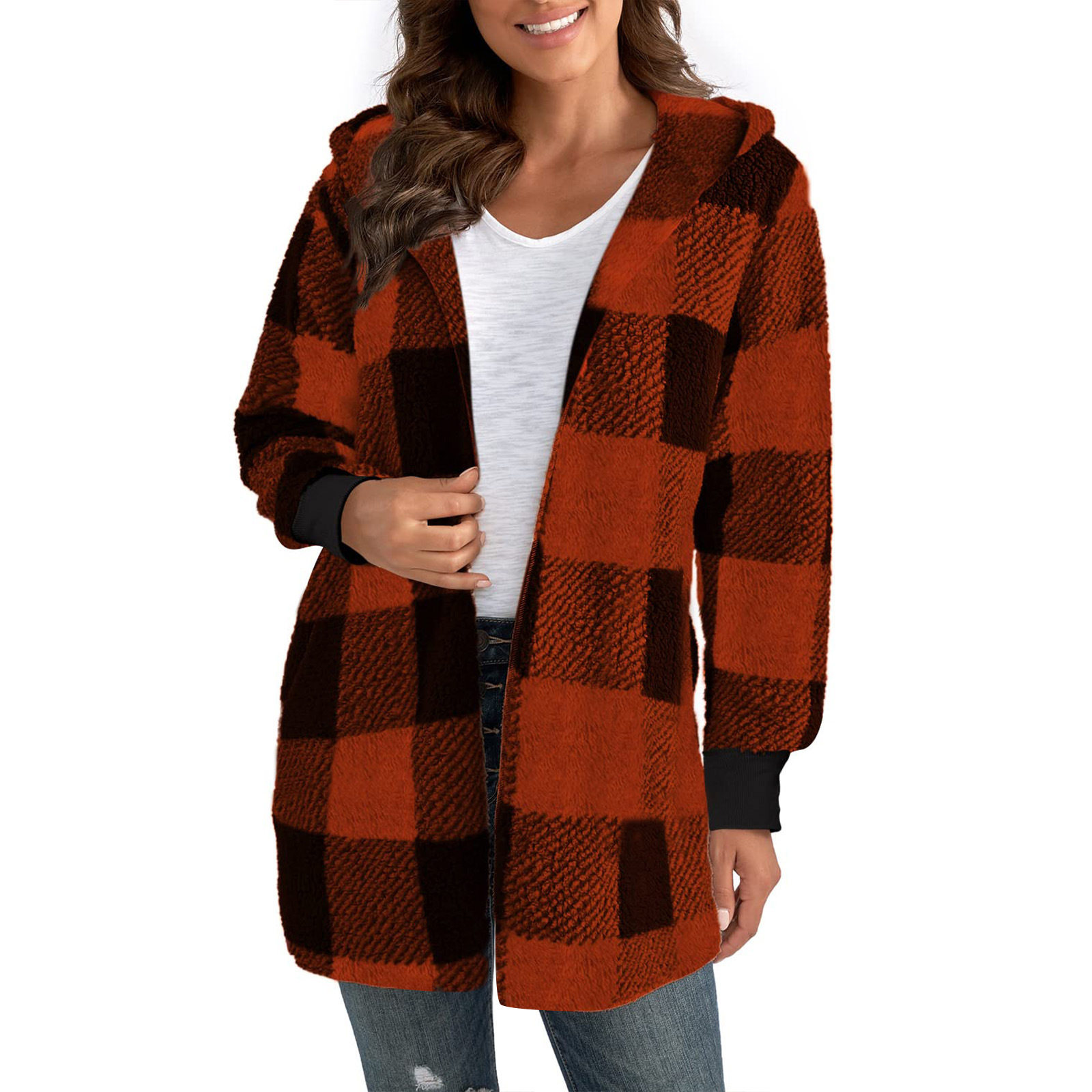 Loose Fit Plaid Cardigan Cozy Knit Fashionable Design Perfect for Fall Wholesale Available fast shipping