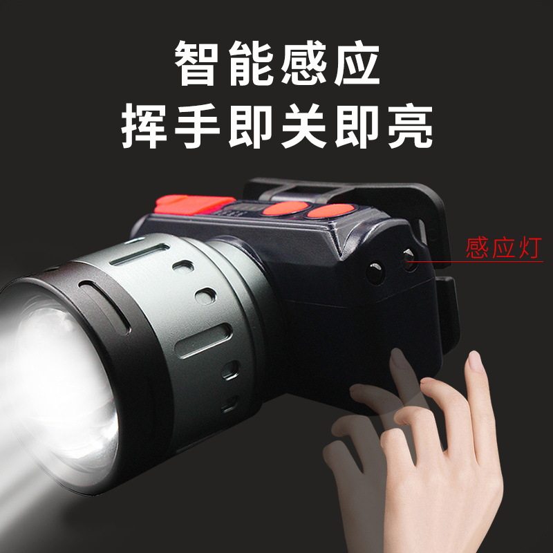 Headlamp Strong Light Charging Super Bright Adjustable Focal Length Lighting Miner's Lamp Super Long Endurance Induction Night Fishing Lamp Flashlight