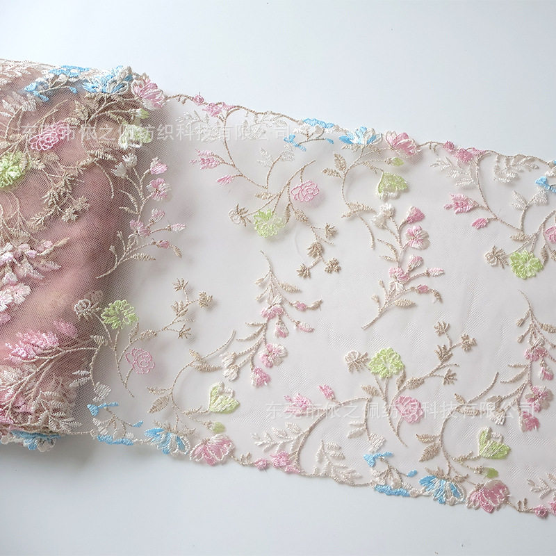 Factory Spot Pink Small Fresh Floral Series Mesh Embroider Lace Intimates Bra Lace Accessories