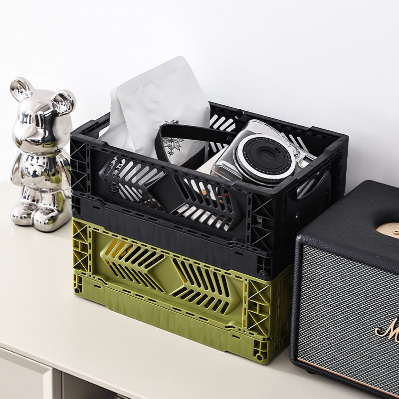 Desktop folding storage basket kitchen household refrigerator industrial style coffee corner sundries organizing basket stackable small size