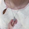 New Chinese Style Ice Chalcedony Necklace Women's Court Style Emerald Green Stone Inlay Light Luxury National Style Agate Pendant Clavicle Chain