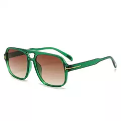 New Arrival Large Frame Double Bridge Retro T-Rivet Decorated Pilot Style Sunglasses, Trendy Influencer Design