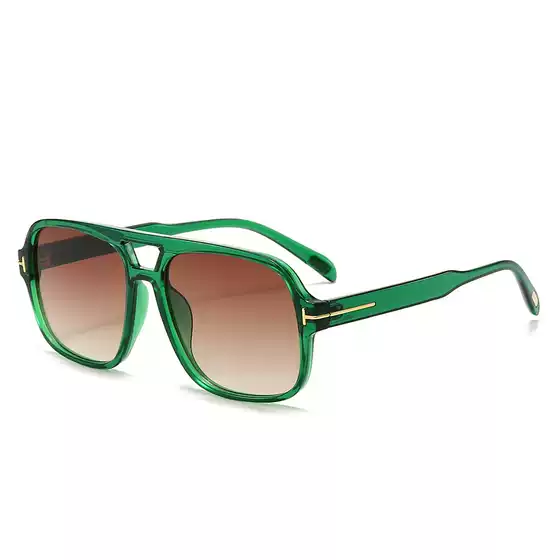 New Style Oversized Double-Bar Retro T-Stud Decorated Aviator Sunglasses for Women - Trendy Cross-Border Design