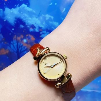 Vivinne Queen Mother Vivienne Small Dial Fashion Retro Quartz Watch Versatile Genuine Leather Waterproof Watch
