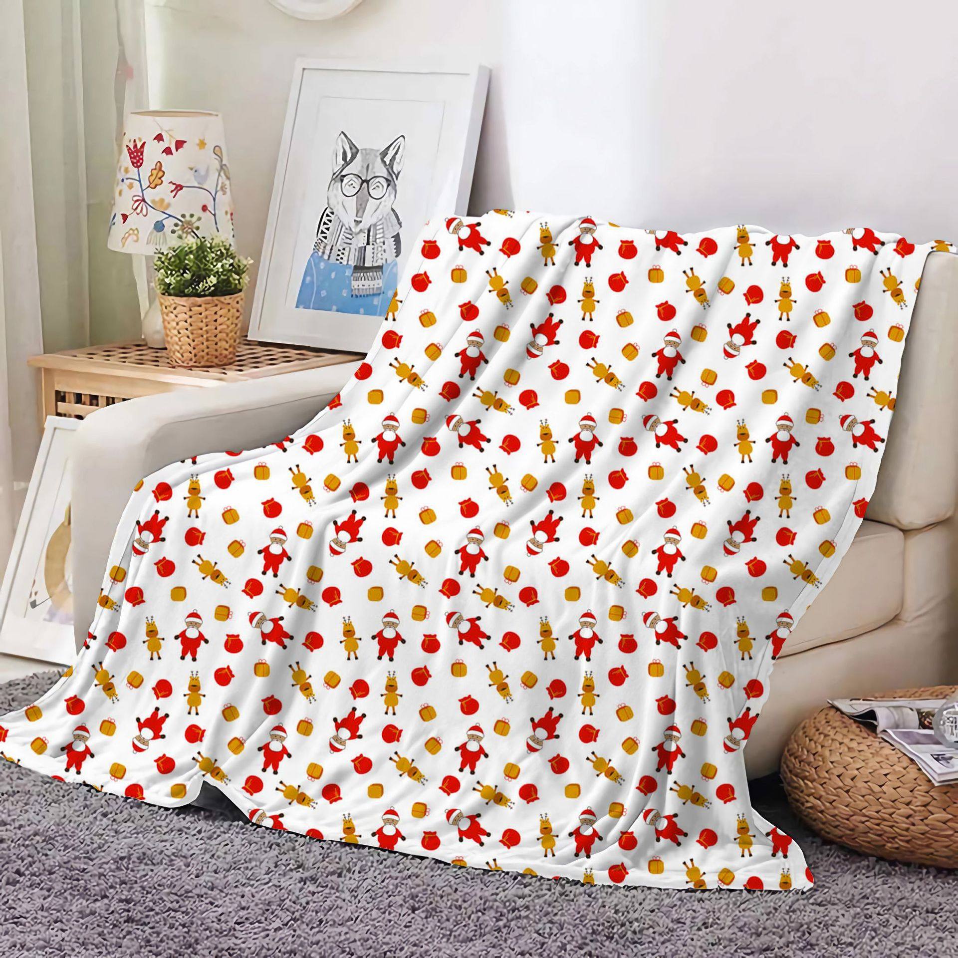 Christmas Decoration Blanket Holiday Blanket Red Festive Blanket Christmas Tree Polo Sofa Blanket Flannel Blanket