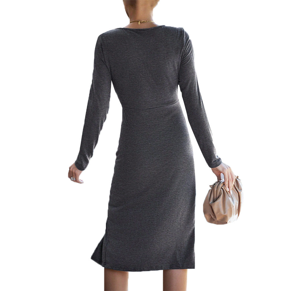 Elegant Womens Midi Dress Chic Simple Versatile Spring Summer Office Wear Wholesale Available