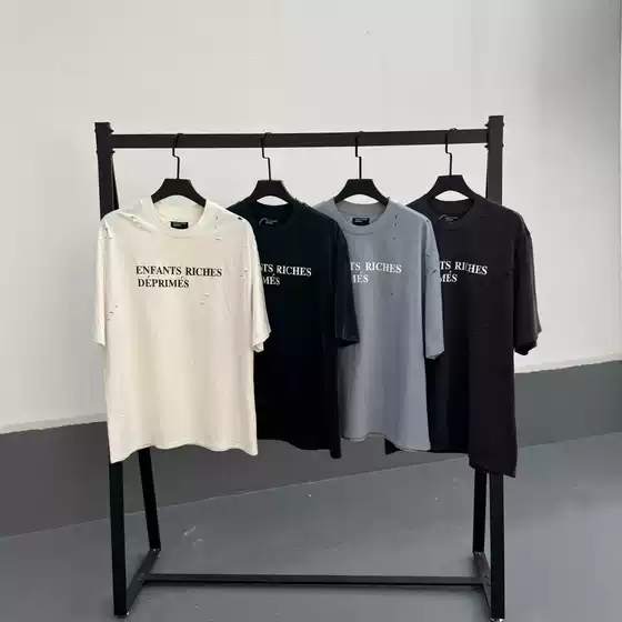 Cross-border Enfants Riches Deprimes ERD Melancholy Rich Second Generation Destruction Vertical Split Slogan Short Sleeve