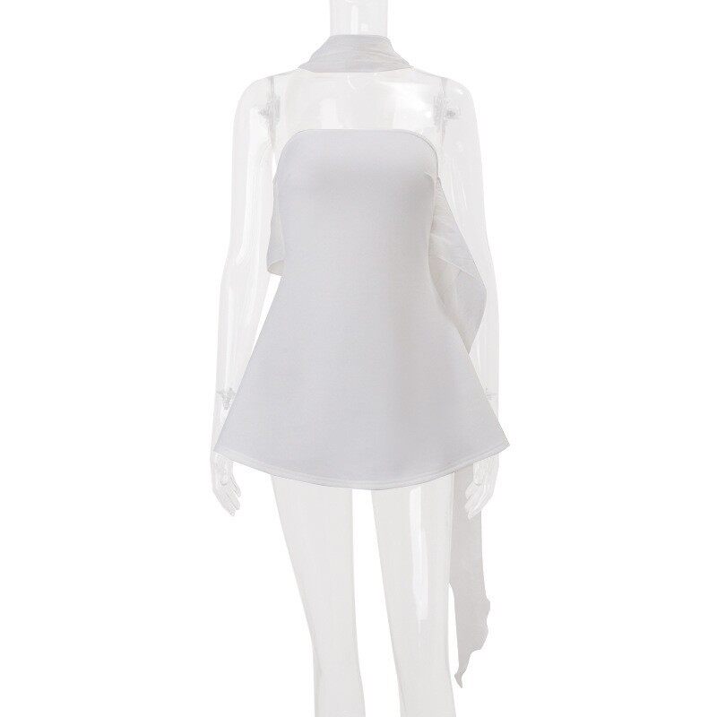Chic French Style Strapless Dress Elegant Solid Color Flowy Design Autumn Fashion Wholesale Available