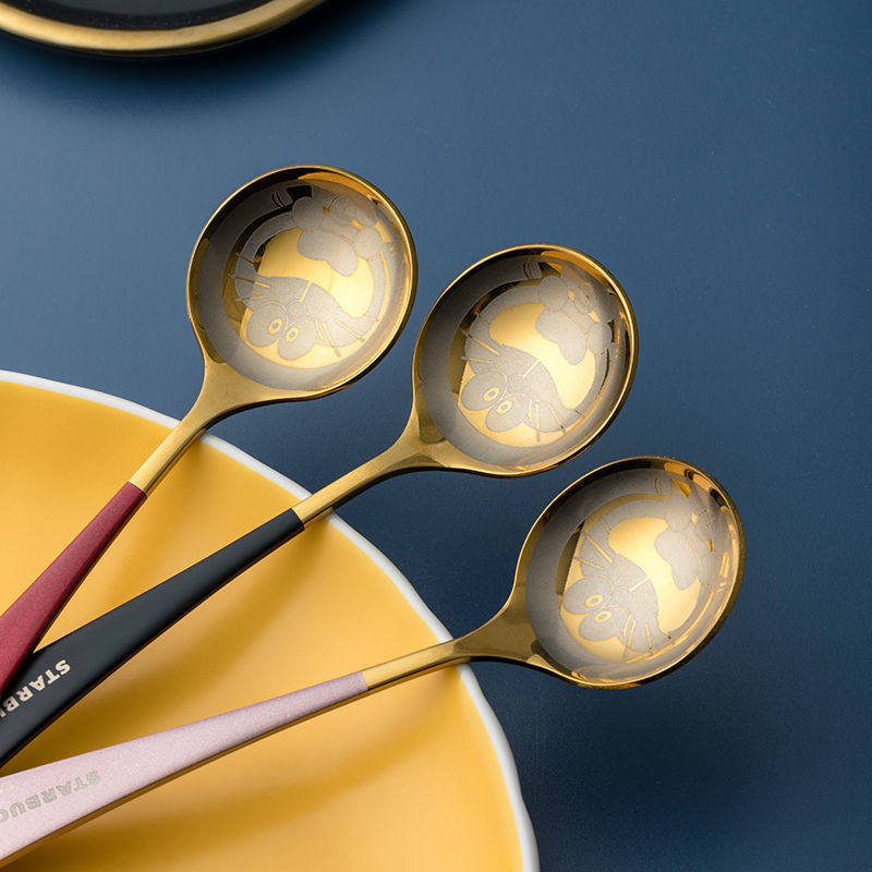 Creative ins Stainless Steel Star Bar Spoon Cute Goddess Spoon Dingdang Cat Household Internet Celebrity Boutique Spoon Korean Style Small Spoon