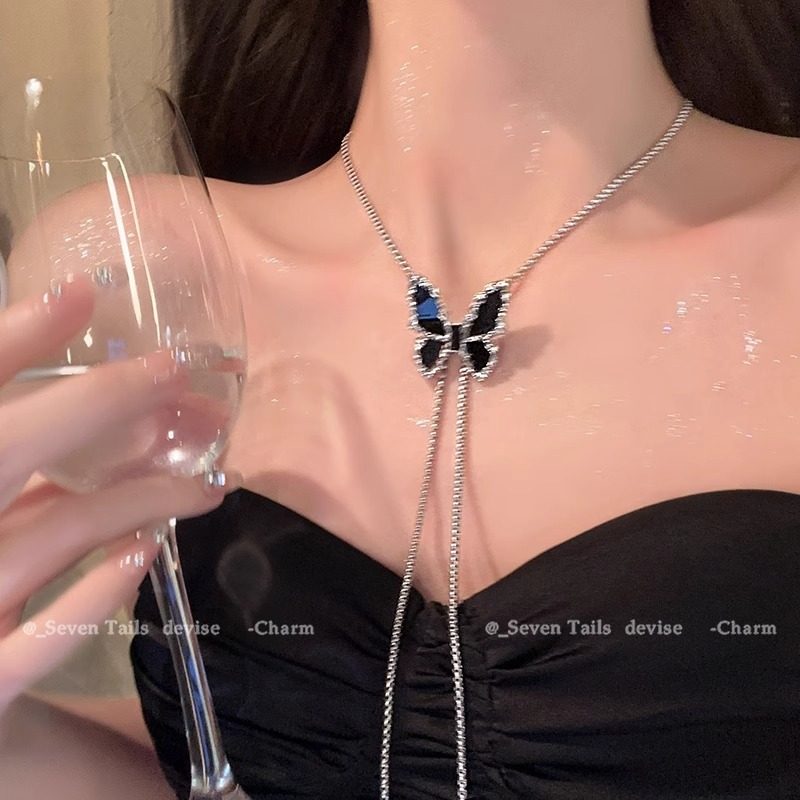 Drawable Butterfly Necklace 2024 New Entry Luxury Niche Choker Collar High-end Clavicle Chain Autumn and Winter Neck Chain