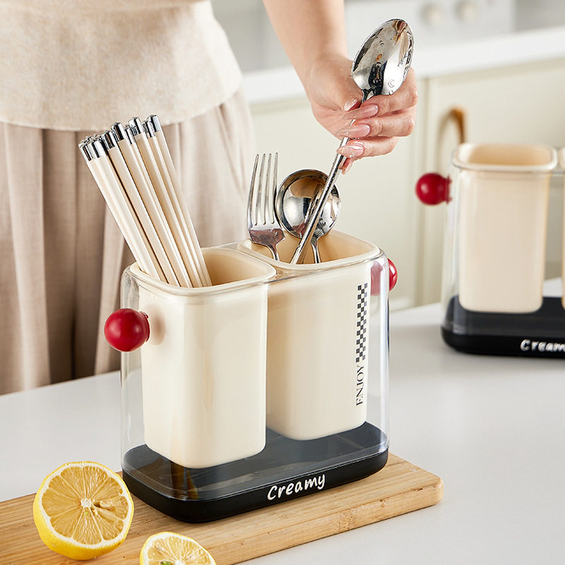 Dopamine Chopsticks Storage Box Household High-end Wall-mounted Chopsticks Cage Kitchen Storage Rack Draining Chopsticks Basket Chopsticks Holder