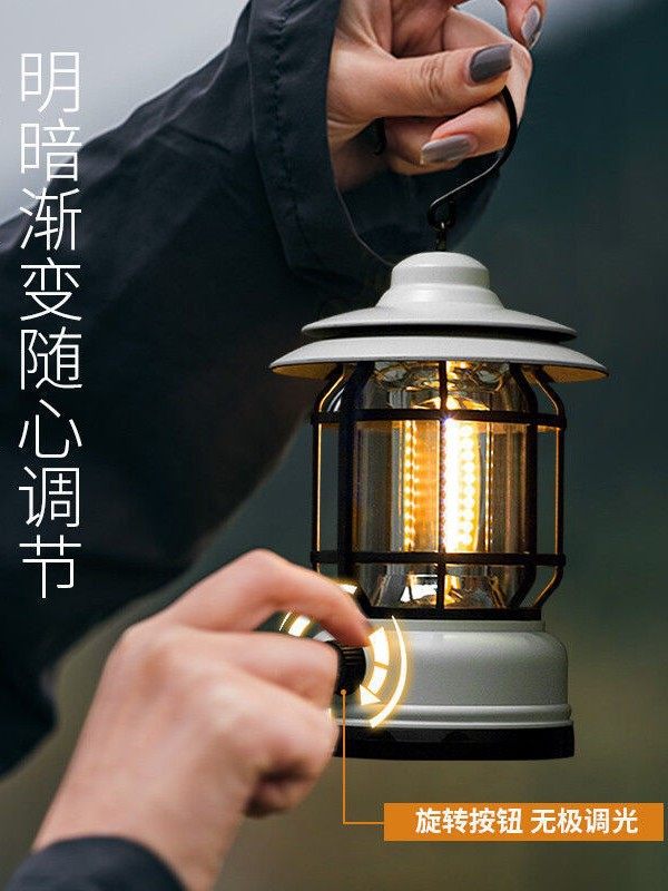 Retro Camping Lamp Rechargeable Camping Lamp Led Small Lantern Outdoor Atmosphere Lighting Portable Lamp Tent Lamp Ambiance