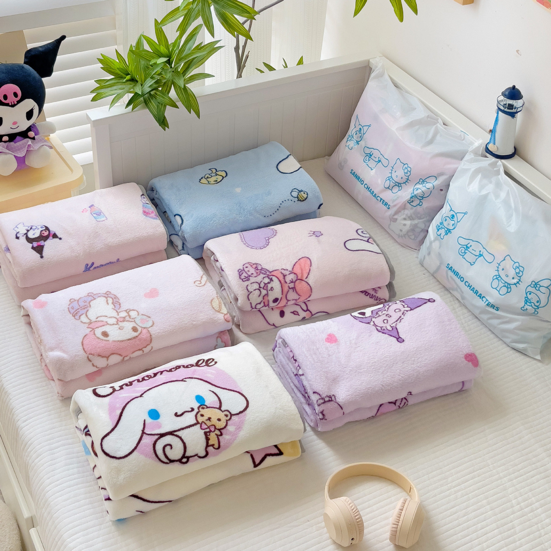 Cartoon Sanrio Children's Blanket Thickened Milk Fleece Casual Blanket Baby Fleece Blanket Student Kindergarten Lunch Break Blanket
