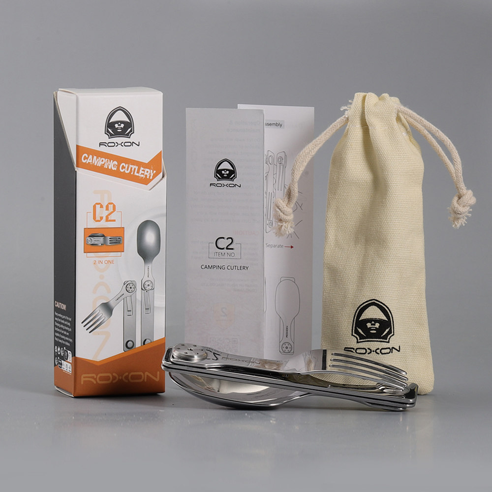 Ron Stainless Steel Practical Rosen Fork and Spoon Xo Outdoor Camping Style Stacking Equipment Series Multi-Purpose Portable Tableware