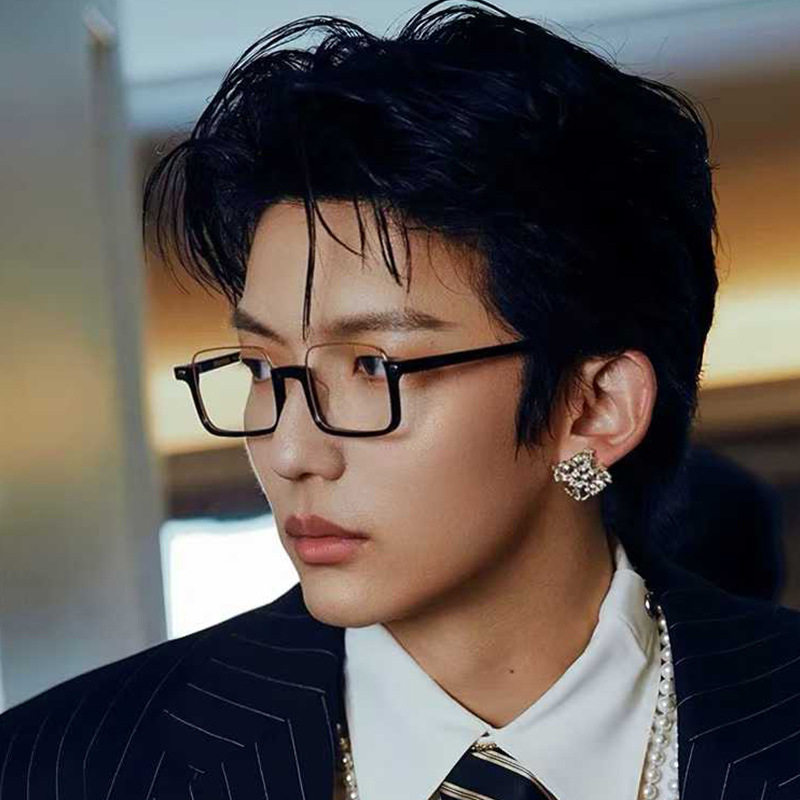 Trendy Vintage Japanese Style Plain Retro Fashion Half-Frame Glasses for Nearsightedness with Blue Light Protection