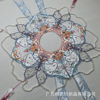Wholesale cloud shoulder belt flow red white bow embroidery lace accessories clothing accessories decorative lace accessories