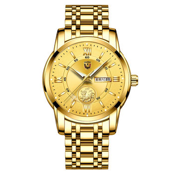 All-Gold Dual Calendar Luminous Waterproof Men's Watch, Non-Automatic Mechanical Watch, Thin Electronic Quartz Business Dial