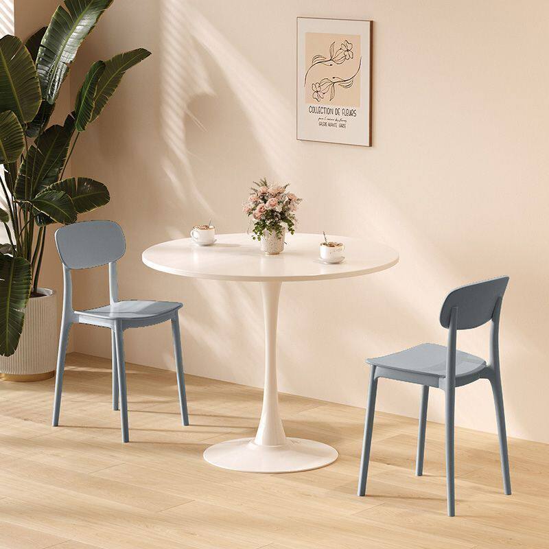 黑色小圆桌简约餐桌咖啡奶茶店阳台茶几休闲郁金香会客洽谈桌