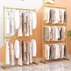 Simple Double-Layer Clothing Store Floor-Standing Clothes Rack Iron Double-Pole Folding Clothes Hanging Rod Floor-Standing Adjustable Balcony Clothes Drying Rack