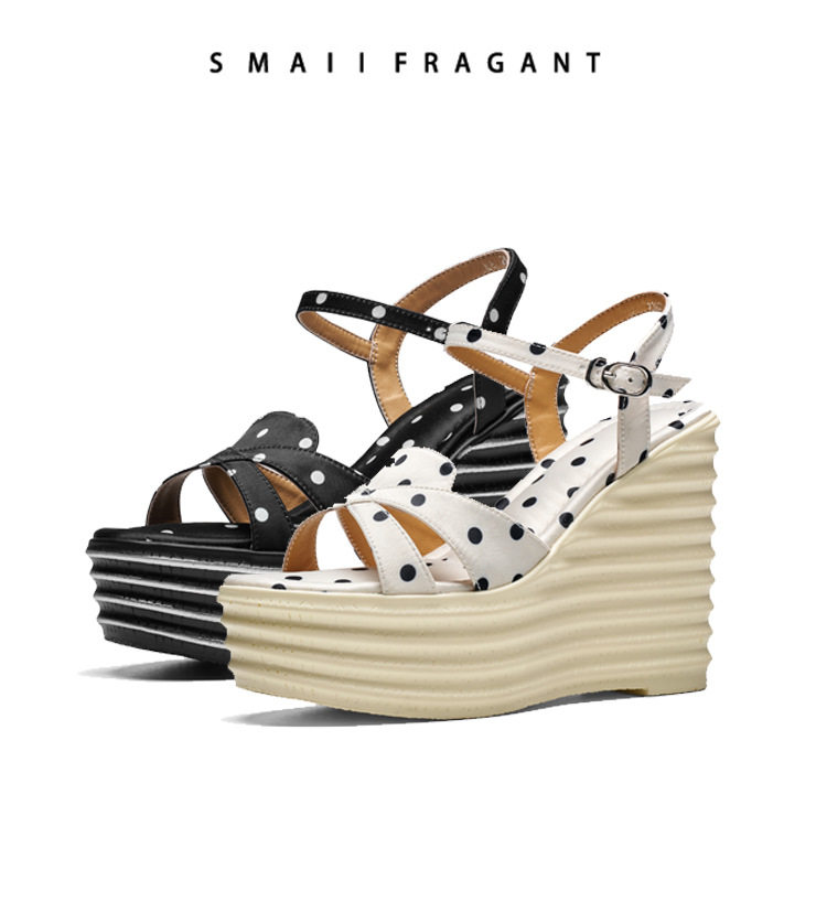 Sandal quai ngang nữ cao gót đế xuồng 12 cm phong cách Hàn Quốc — [Trắng], [Đen] chi tiết 6