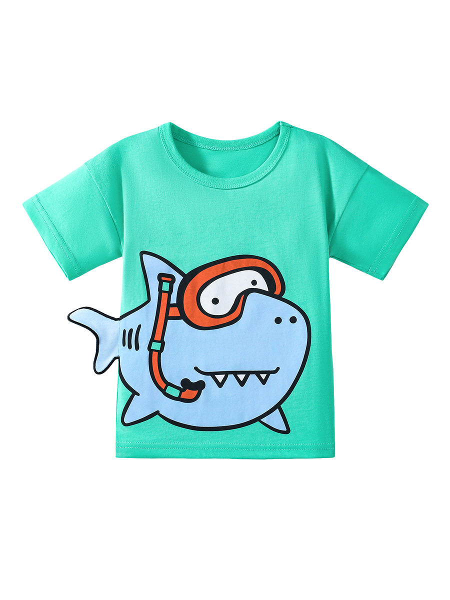 New Kids' Summer Cartoon Short-Sleeve T-Shirt, Cute Cotton Tee