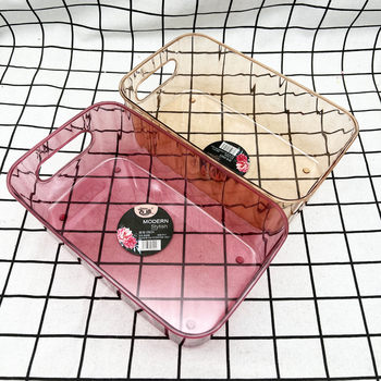 Light luxury desktop cosmetics PET storage box dressing table skin care products bathroom sundry finishing storage basket wholesale