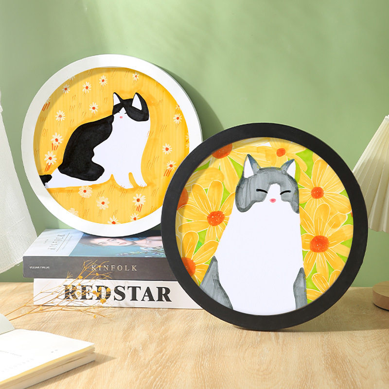 Round Photo Frame Table Six-Inch 6 Kidsren's Picture Frame Wall Hanging Living Room Decoration Cross Stitch 7 Diamond Painting Frame