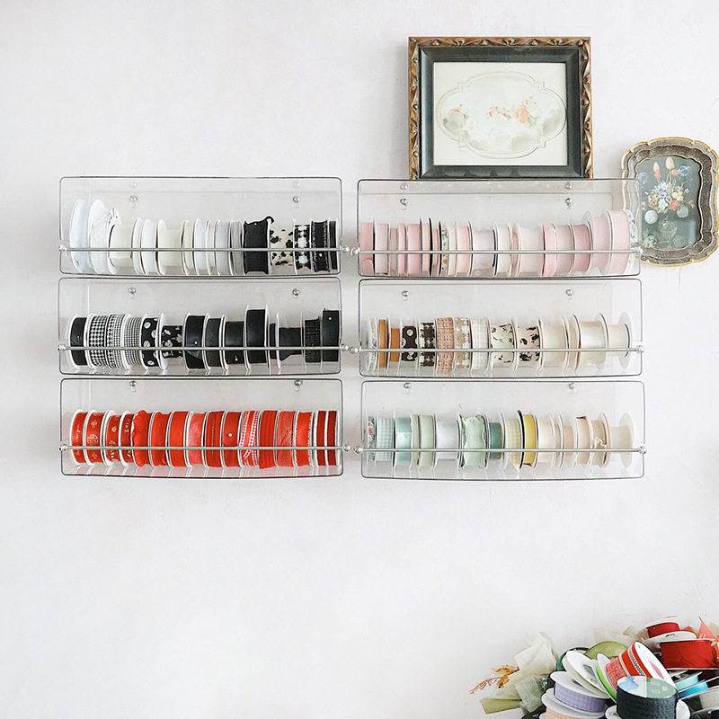 Ribbon Storage Rack Transparent Plastic Ribbon Storage Rack Ribbon Storage Box Collection Box Floral Materials Finishing Rack