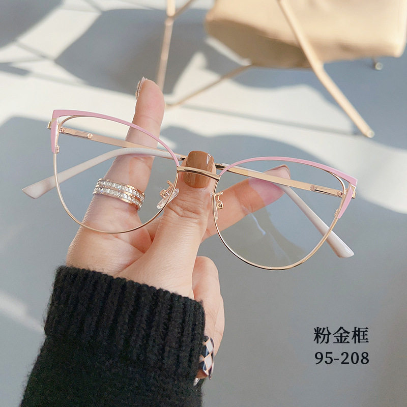 New Cat-Shaped Full-Frame Glasses with Anti-Blue Light and Non-Prescription Lenses for Women, Metal Frames, Wholesale from Manufacturer, Christmas Holiday