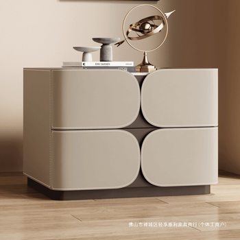 Italian Large Size Simple Modern Solid Wood Bedside Table New Fully Equipped Bedroom Saddle Leather Bedside Table