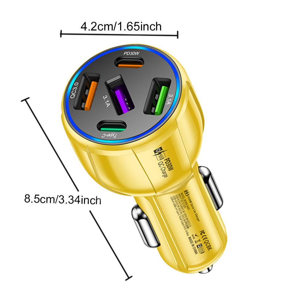 Multi-Port Pd USB Car Charging Mobile Phone Type-C Adapter Qc3.0 Fast Car Charging