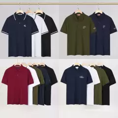 Cross-border Correct Version New Men's Solid Color Business Casual Jacquard Lapel Short Sleeve Dropshipping Europe and America